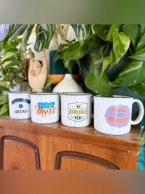 Wanda June Home | Miranda Lambert Stoneware Camo Mugs Struggle Real Death Decaf